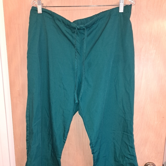 Womens Scrub Pants Emerald Green L Solid Lightweight Pockets - Picture 1 of 4